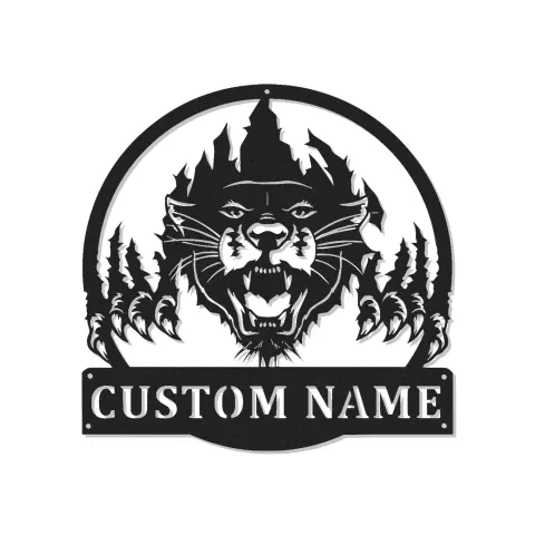 Custom Panther Led Light Metal Wall Art Personalized Gift for Wildlife Enthusiasts Rustic Cabin Decor