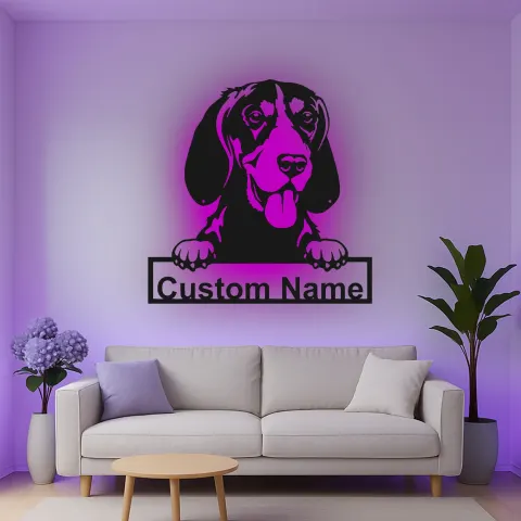 Custom Beagle Led Light Metal Wall Art Personalized Dog Lover Gift Living Room Pet Decor 3 alternate view