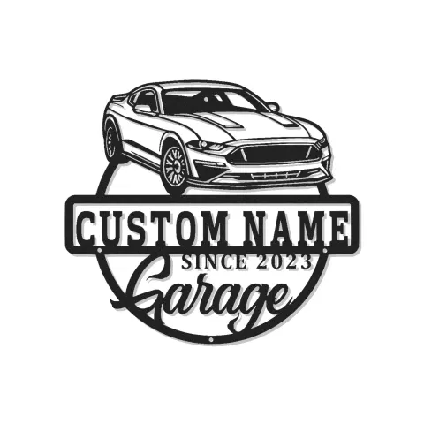 Personalisierte Garage-Schild für Muscle Cars | LED Metall-Wandkunst | Geschenk für Auto-Enthusiasten & Männerzimmer-Dekoration