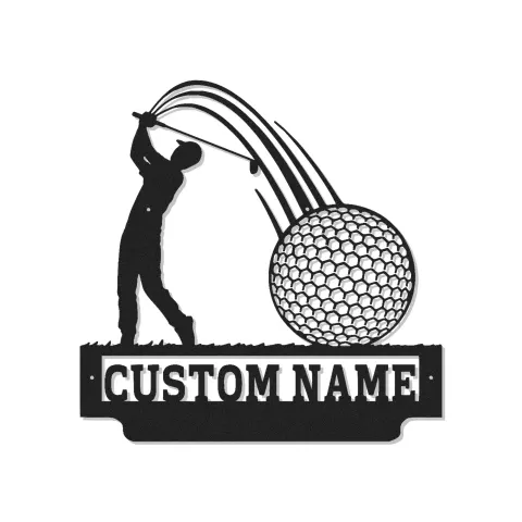 Panneau LED de golf personnalisé | Décoration murale en métal sur mesure pour coin détente | Plaque nominative de golfeur | Cadeau pour amateur de golf