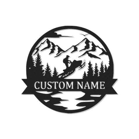 Personalisierte Snowmobile Metall-Schild | LED Berg-Wandkunst | Individuelle Fahrer-Namensdekoration | Geschenk für Wintersport