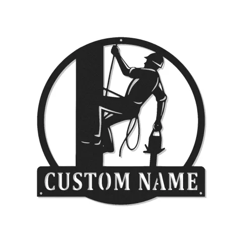 Enseigne LED personnalisée pour lineman | Décoration murale en métal personnalisée | Cadeau pour électricien | Déco de man cave pour agent de réseau