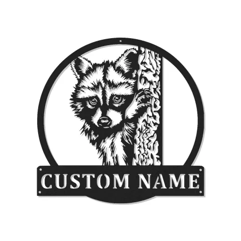 Insegna in metallo LED personalizzata con procione - Regalo per amanti della natura e decorazione per cabine rustiche