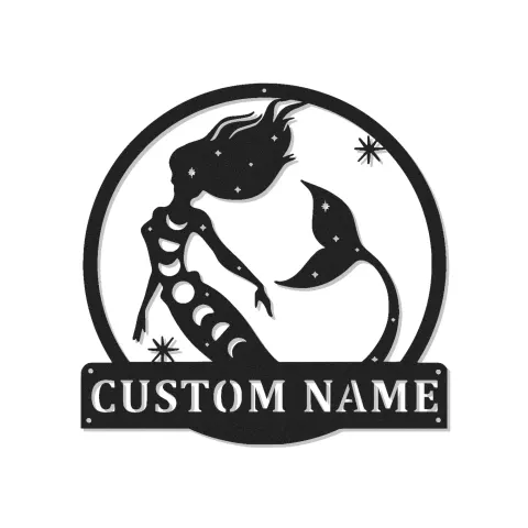 Personalized Mermaid Wall Art | Custom LED Metal Sign for Girls Room | Mystical Nautical Decor with Name