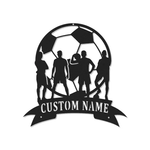Cartel de metal personalizado de equipo de fútbol | Arte mural LED personalizado para habitación de atleta | Regalo de decoración deportiva para sala de juegos