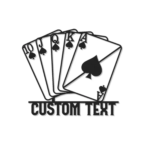 Arte da parete in metallo Royal Flush | Insegna LED personalizzata per sala giochi | Regalo decorativo per serata casino per lui