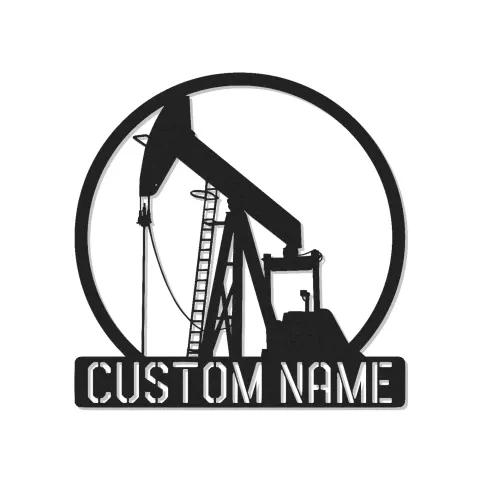 Custom Oil Pump Jack LED Metal Art | Personalized Oilfield Decor | Industrial Man Cave Sign