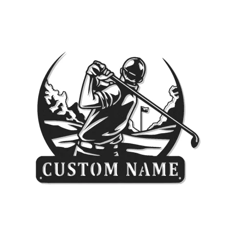 Cartel de metal personalizado para golfista con LED | Arte mural de golf personalizado | Decoración de man cave y regalo único para amantes del golf