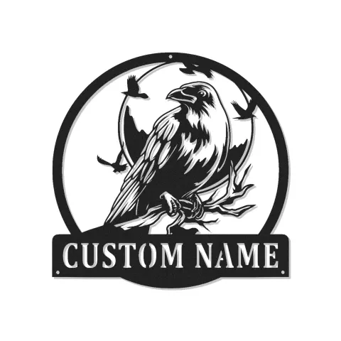 Insegna in metallo LED con corvo personalizzata Regalo per amanti degli uccelli Decorazione unica per soggiorno
