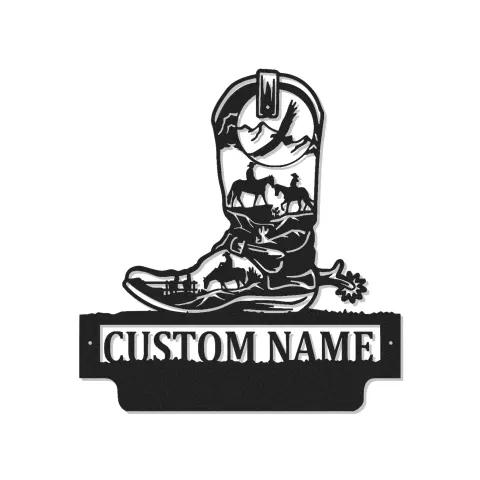 Custom Cowboy Boot Led Light Metal Wall Art Western Gift for Ranchers Rustic Farmhouse Decor