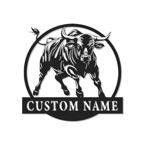 Insegna in metallo personalizzata con luce LED a forma di toro, regalo per lui, decorazione rustica per il ranch