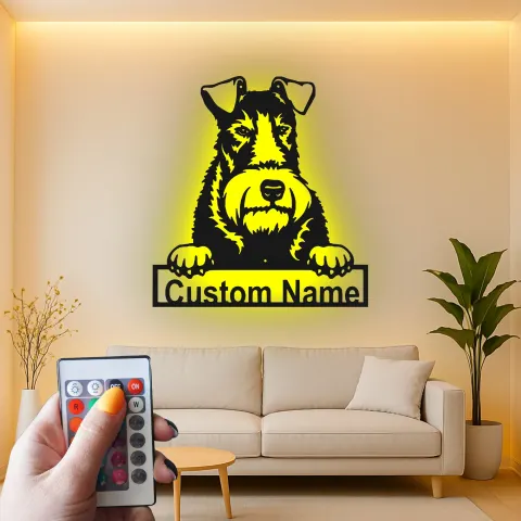 Vue alternative de Décoration murale en métal personnalisée Schnauzer LED pour un cadeau pour les amoureux des chiens