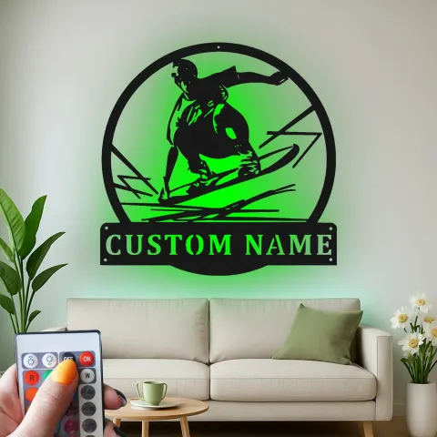 Vue alternative de Lumière personnalisée pour skateur | Décoration murale en métal avec nom personnalisé | Cadeau de skateboard pour la décoration de chambre d'ado
