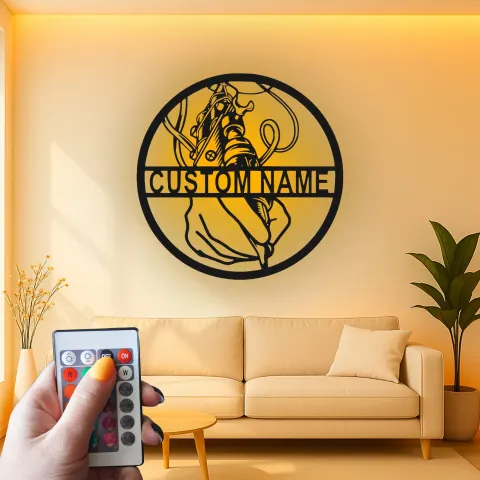 Vista alternativa de Cartel de estudio de tatuajes personalizado | Arte mural de metal LED personalizado | Placa con nombre de artista de tatuajes | Cartel de bienvenida para la tienda