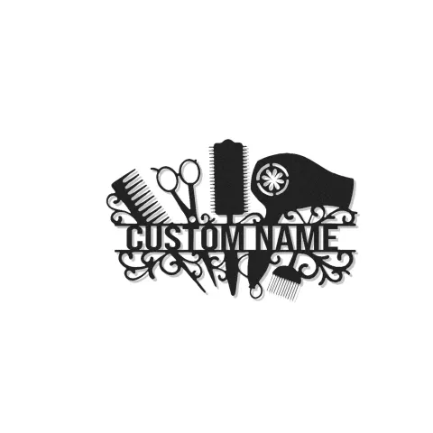 Personalisierte Salonschild | Individuelle LED-Dekoration für Friseure | Metall-Wandkunst für Friseure | Beleuchtetes Namensschild für Schönheitssalons