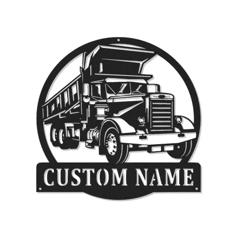 Personalisierte LED-Metall-Wandkunst mit Muldenkipper – Geschenk für Lkw-Fans, Deko für Garage oder Männerzimmer 1