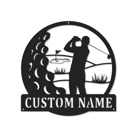 Panneau métallique personnalisé pour golfeur | Décoration LED avec prénom | Cadeau pour amateur de golf | Déco de man cave et bar à domicile