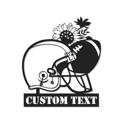 Cartel LED de casco de fútbol personalizado | Arte mural de metal para sala de juegos | Regalo para fanáticos del deporte | Decoración de cueva de hombres