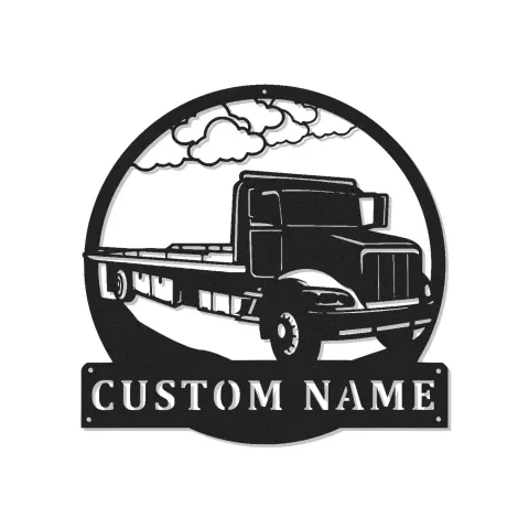 Custom Flatbed Truck Led Light Metal Wall Art Personalized Gift for Truck Drivers Garage or Office Decor