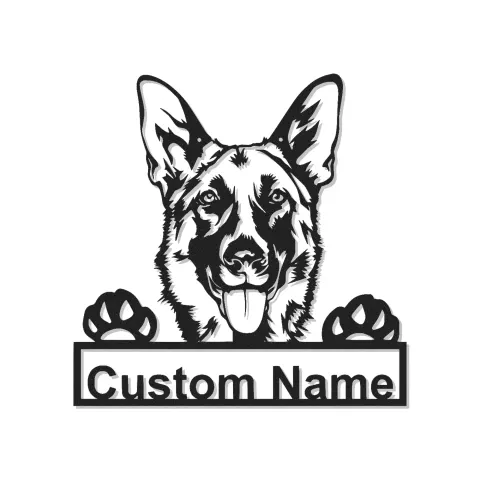 Insegna LED personalizzata con Pastore Tedesco | Arte da parete in metallo personalizzata | Regalo per amanti dei cani e decorazione commemorativa per pet