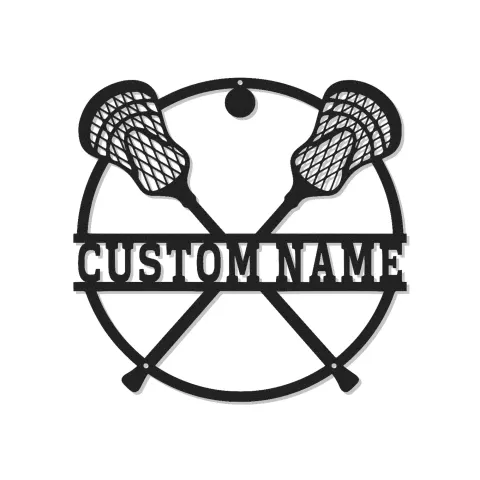 Panneau de crosse personnalisé avec LED | Art mural en métal avec prénom | Déco chambre athlète | Cadeau sportif pour garçons et ados