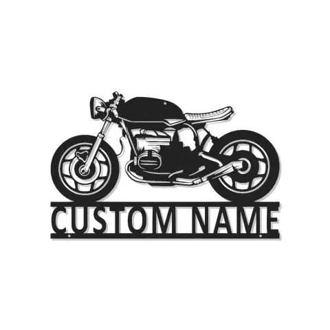 Personalisierte Cafe Racer Metallschild | LED Motorrad Wandkunst | Individuelle Garagen Dekor | Vintage Fahrer Geschenk