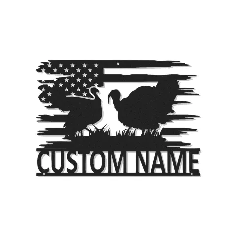Cartel de metal LED personalizado de pavo y bandera americana, regalo rústico para el hogar