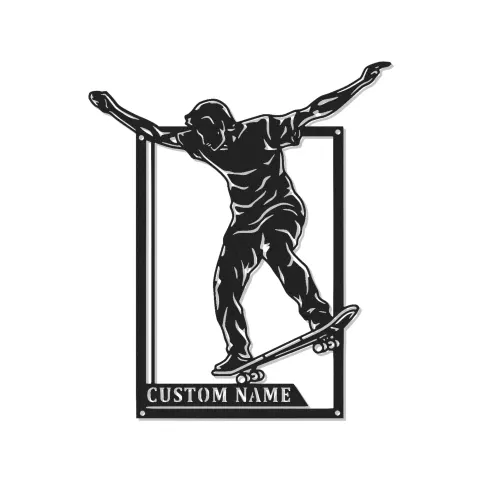 Panneau LED personnalisé pour skateur | Décoration murale en métal personnalisée | Décor pour chambre d'ado et cave à vin | Cadeau pour skateurs
