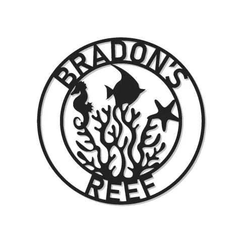 Personalized Reef Sign with LED | Custom Metal Wall Art for Beach House | Nautical Ocean Life Decor | Seahorse & Fish Gift