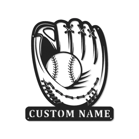 Insegna in metallo LED personalizzata con guanto da baseball - Regalo sportivo per appassionati di baseball e decorazione per sala giochi