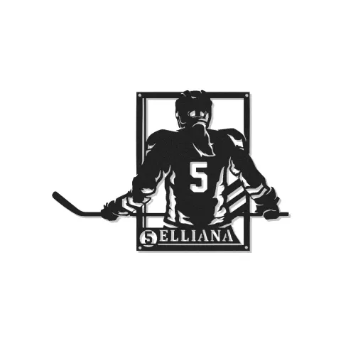 Cartel LED personalizado de jugador de hockey | Arte mural de metal a medida | Decoración para sala de juegos | Regalo para deportista