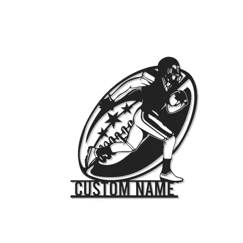 Cartel personalizado de jugador de fútbol americano | Decoración mural de metal con LED personalizada | Decoración para habitación juvenil y regalo para deportistas | Luz para cueva del hombre y deportes