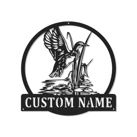 Personalisierte LED-Metall-Wandkunst mit Entenjagd-Motiv – Geschenk für Jäger, rustikale Hüttendeko