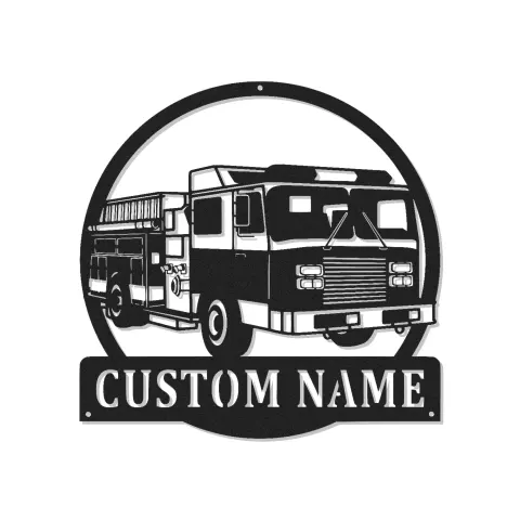 Insegna personalizzata per camion dei pompieri | Decorazione murale in metallo LED per caserma | Regalo personalizzato per vigili del fuoco