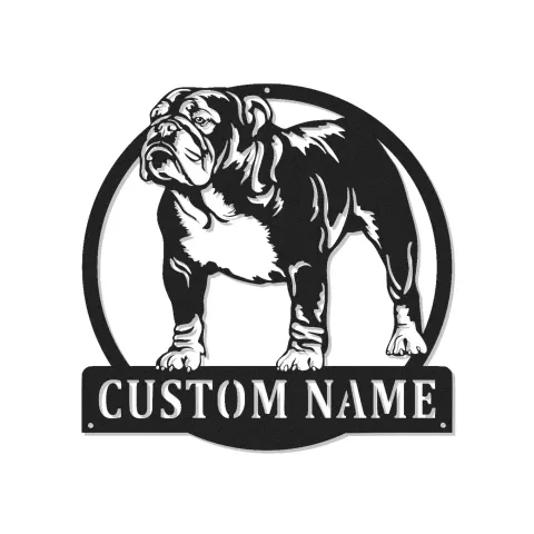 Cartel de metal LED personalizado de Bulldog, regalo para amantes de los perros, decoración para la sala de estar o área de mascotas