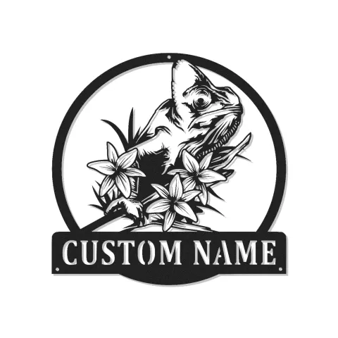 Décoration murale en métal personnalisée avec éclairage LED Chameleon - Cadeau unique pour les amoureux des reptiles, décoration pour chambre ou salon