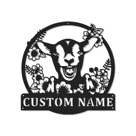 Insegna personalizzata con capra e LED | Arte murale in metallo su misura | Decorazione farmhouse per fienile o casa | Regalo per amanti delle capre