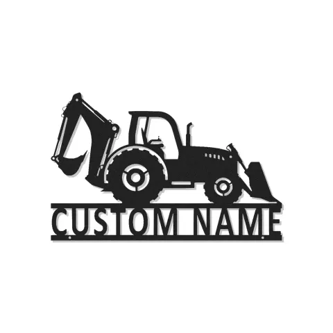 Custom Backhoe Tractor Led Light Metal Wall Art Personalized Gift for Construction Enthusiast Garage or Office Decor