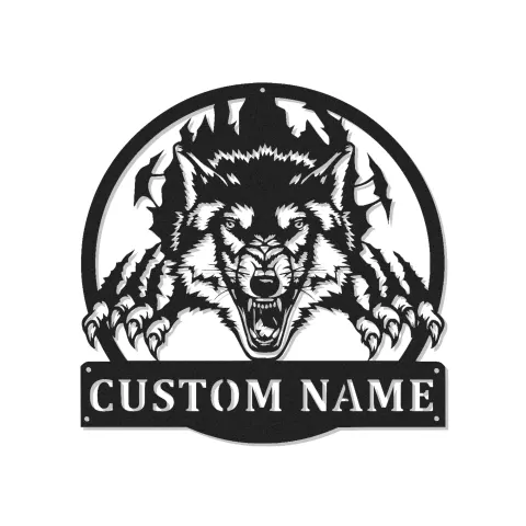 Personalisierte Wolf LED Licht Metall-Wandkunst Geschenk für Ihn Man Cave oder Spielzimmer Dekor