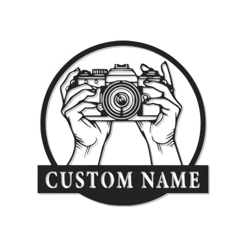 Fotograf LED-Schild | Individuelle Metall-Wandkunst für Studio-Dekor | Personalisierte Vintage-Kamera-Geschenk