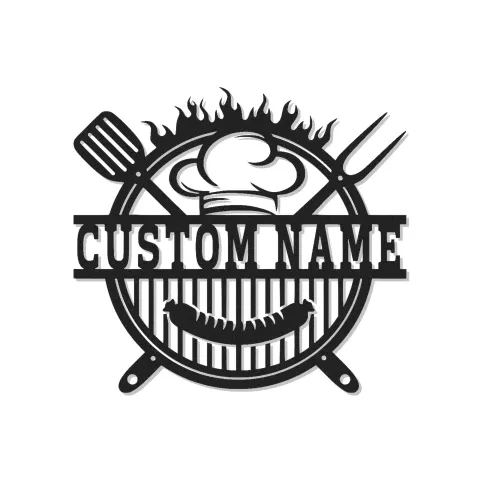 Cartel de metal personalizado de parrilla BBQ con luz LED - Regalo personalizado para el maestro de la parrilla y decoración para cocina exterior