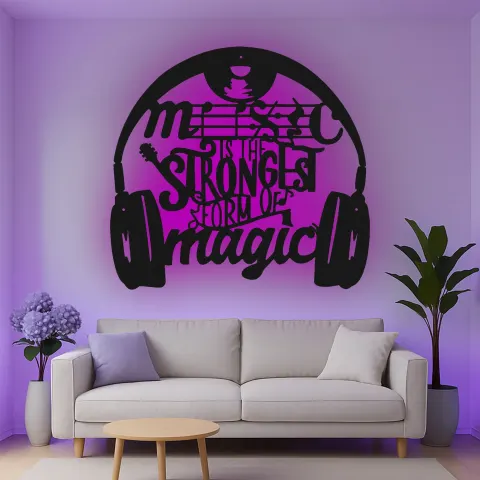Vista alternativa di Insegna in metallo LED citazione musicale regalo per amanti della musica decorazione camera o studio