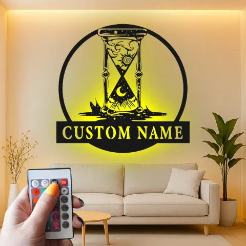 Himmelsstundenuhr LED-Schild | Personalisierte Metall-Wandkunst | Mystische Sonnen- und Monddekoration für Salons & Studios | Astrologie Geschenk alternative Ansicht