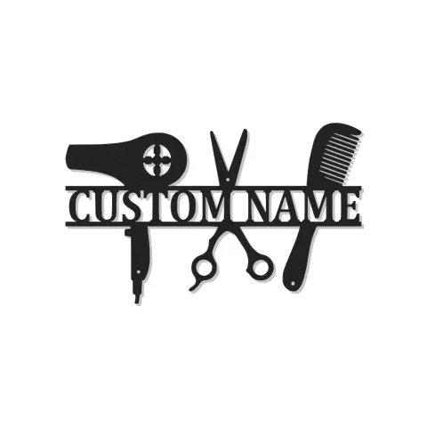LED-Schild für Friseure | Individuelle Metall-Dekoration mit Namen | Personalisierte Geschenkidee für Friseure & Wandkunst für Schönheitstudios