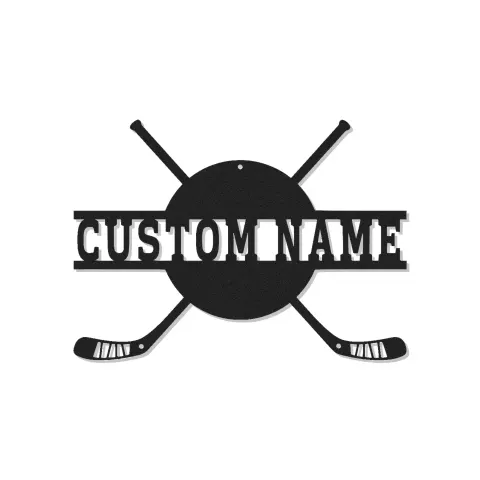 Personalisierte Hockey Namensschild | LED Metall-Wandkunst für das Spielzimmer | Individuelle Sportdekoration | Geschenk für Hockeyspieler