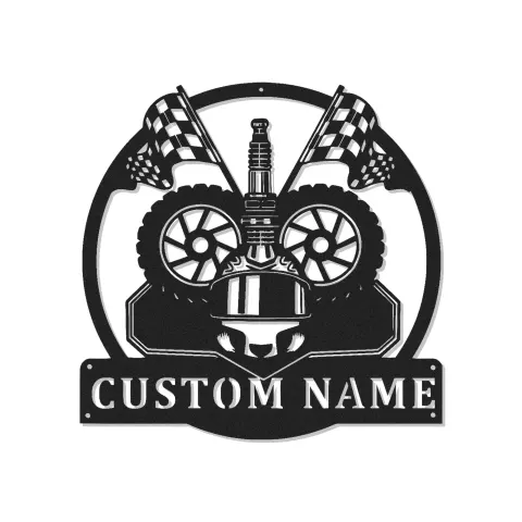 Personalized Racing Helmet Metal Sign | LED Light Wall Art for Garage | Custom Motorsport Decor | Gift for Racer
