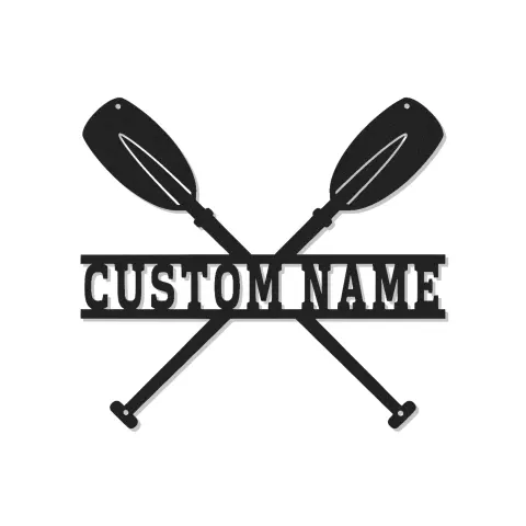 Panneau LED de pagaies de kayak personnalisées | Décor de maison au bord du lac personnalisé | Art mural de pagaies croisées | Cadeau d'aventure en plein air