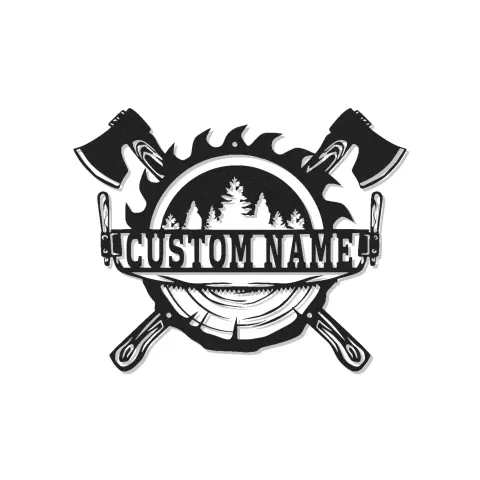 Custom Lumberjack Axe Metal Sign with LED | Personalized Forest Wall Art | Rustic Cabin & Man Cave Decor