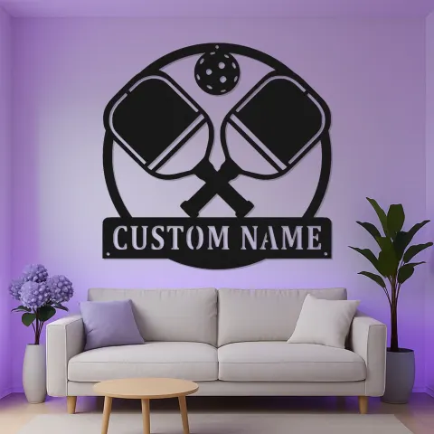 Personalisierte Pickleball Schläger-Kunst | Maßgeschneiderte Metall LED-Schild | Spielzimmer Deko | Sportliebhaber Geschenk alternative Ansicht