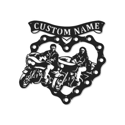Personalisierte Motorrad LED Schild | Metall Biker Paar Wandkunst | Individuelle Cruiser Silhouette | Beleuchtete Garage Dekoration Geschenk